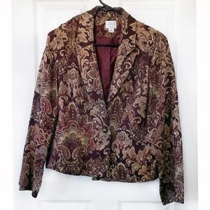 “Emma James” Size 12, burgundy & gold paisley fabric Jacket